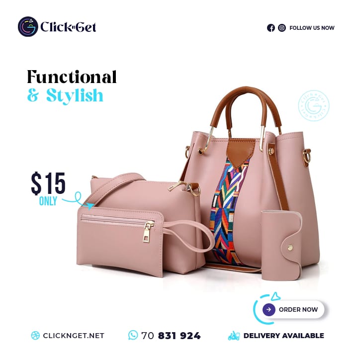 4-in-1 bag set in pink
